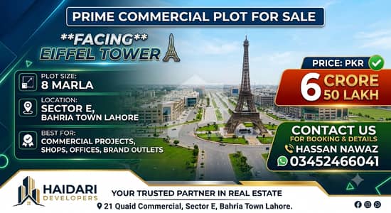 8 Marla Commercial Plot For Sale in Sector E Bahria Town Lahore