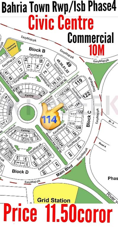 Reasonably-Priced 10 Marla(40*60)Sized Commercial Plot In Bahria Town Phase4 - Civic Centre, Rawalpindi Is Available As Of Now