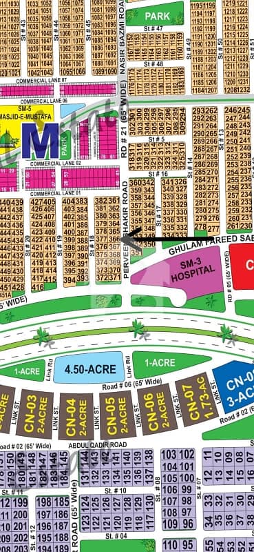 DHA Multan sector M 1 kanal 65ft road facing residential plot near to park, Masjid and commercial.