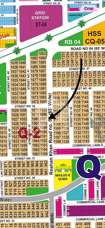 Low Dc plot DHA Multan sector Q 1 kanal 65ft road facing residential plot near to park, Masjid and commercial.