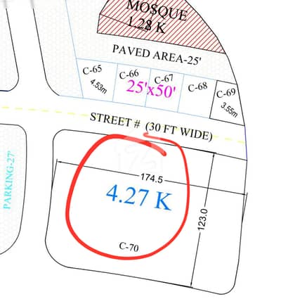86 Marla ( 4.3 Kanal )Corner Commercial Plot, Block I-Prime