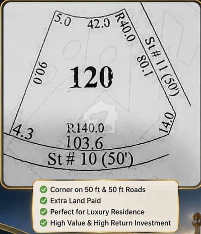 Bahria Town Sec A One Kanal Coner Plot With 14 Marla Extra Land A Categary Paid