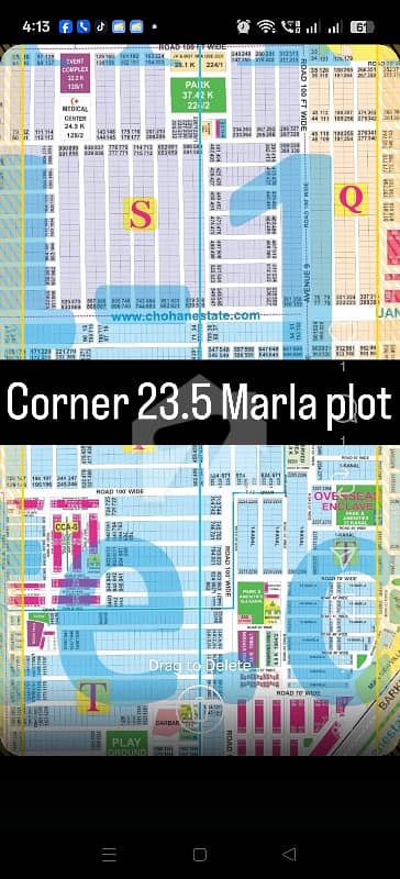Corner 23.5marla plot phase 7 near Raya for sale in DHA Lahore. direct owner