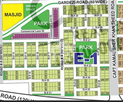 10 Marla Hot Location Plot in E-1 Sector | Plot #. . . . | back to big Park & Main Road