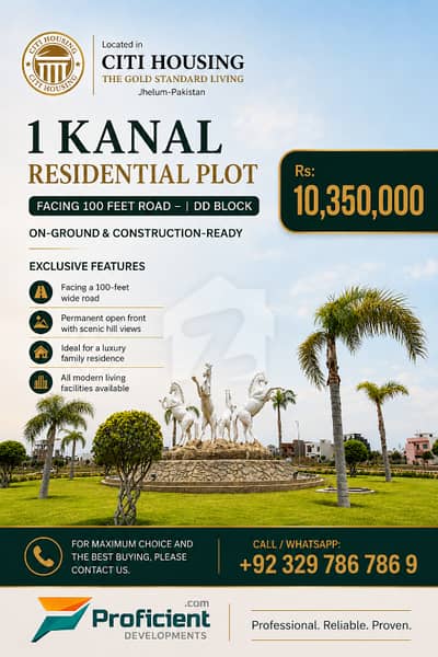 1 Kanal (100 Feet Road) Residential | DD Block Plot For Sale