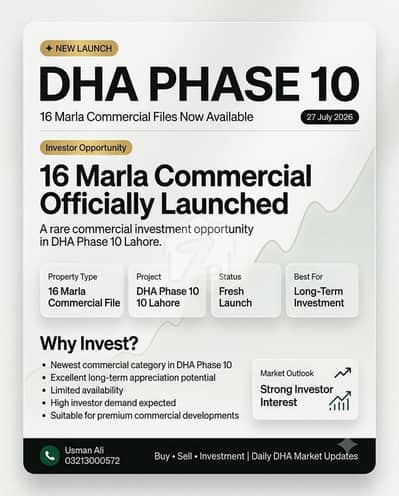 16 Marla Commercial File | Newly Launched | DHA Phase 10 Lahore | Best Investment Opportunity