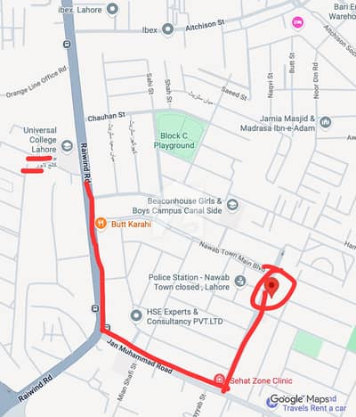 1 Kanal Plot For Sale, E Block, Nawab Town, Raiwind Road