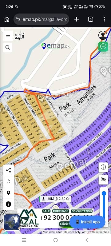 1 Kanal Park-Facing Plot for Sale DHA Margalla Orchard, Block A