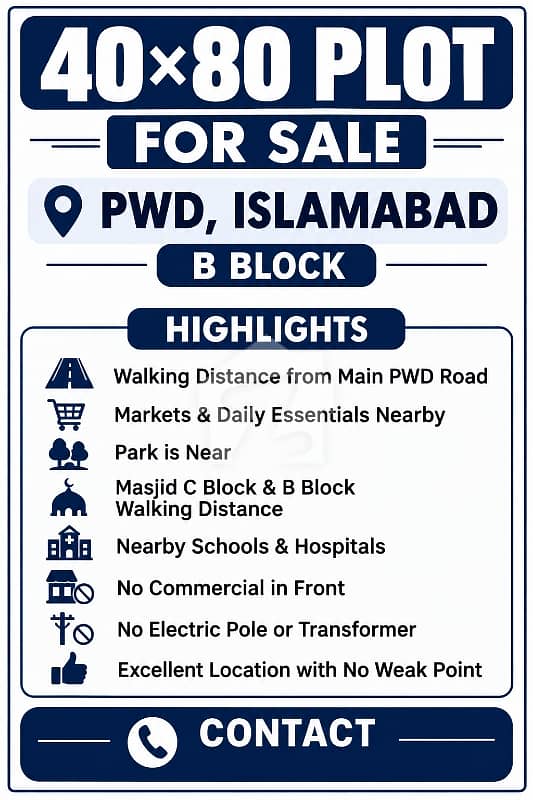 40x80 Plot For Sale PwD islamabad. . . B Block 40x80 Plot For Sale PwD islamabad. . . B Block