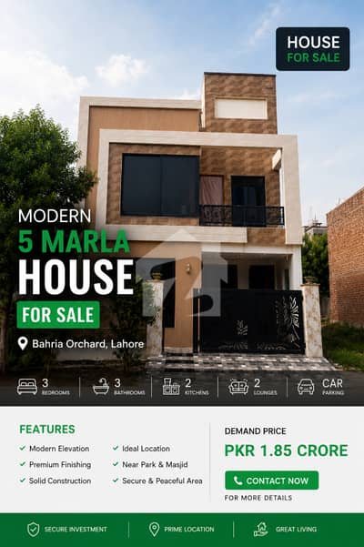 Brand New 5 Marla Modern House for Sale in Bahria Orchard Lahore