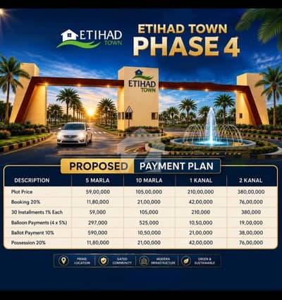 5 Marla Plot for Sale on Easy Installments Etihad Town Phase 4
