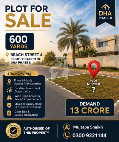 600 Yards Plot for sale at Beach Street 4 Phase 8