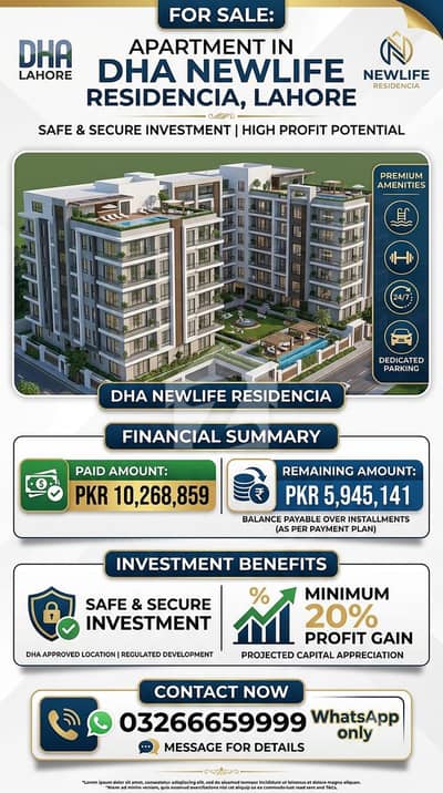 Appartment for sale DHA Newlife Residencia Lahore Appartment for sale DHA Newlife Residencia Lahore