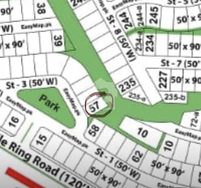 Plot #57, Phase #8, Block - P, Park Face, 3 Side Open, Extra Land Semi -Corner, 5 Marla Extra Land