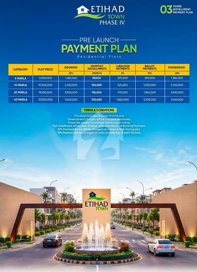 40 Marla Residential Plots For Sale In Etihad Town Phase 2 | Easy 30-Month Installment Plan