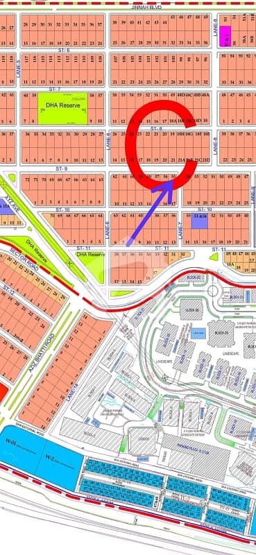 Corner plot dha 2 sector C street 9 north face top highted location