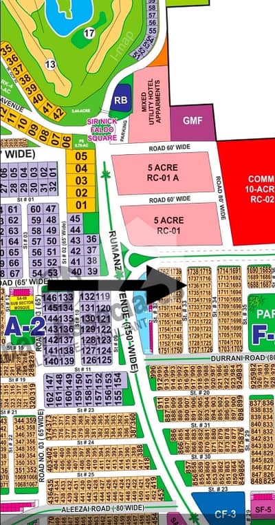 DHA Multan sector F 1 kanal residential plot near to park, Masjid and commercial.
