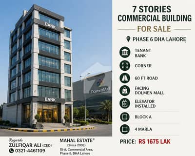 ڈی ایچ اے فیز 6 ڈی ایچ اے ڈیفینس,لاہور میں 4 مرلہ عمارت 16.75 کروڑ میں برائے فروخت۔
