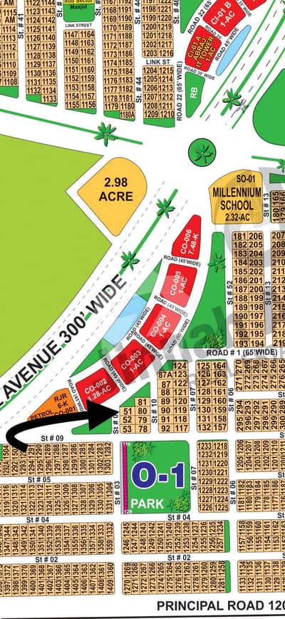 Corner Extra Land 65'Ft Road Prime Location Plot Available For Sale In DHA Multan