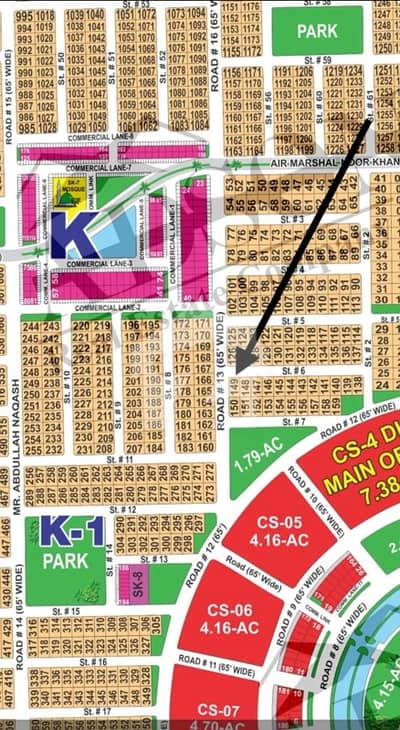 DHA Multan Sector K 1 Kanal 65ft Road Corner Residential Plot Near To Park, Masjid And Commercial.