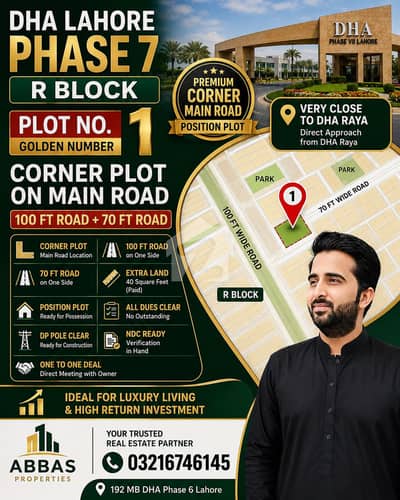 Corner + Mian Road + Extra Land + All Dues Clear + Owner With Meeting