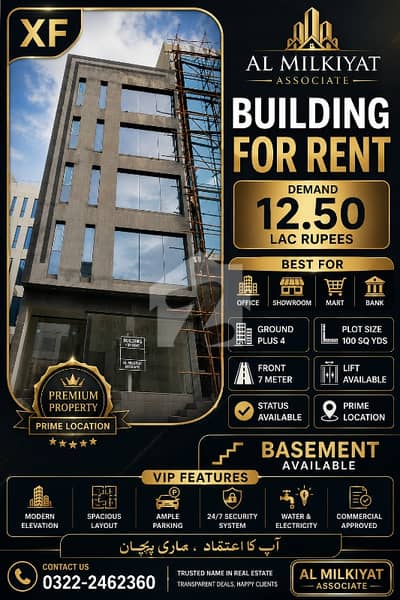 building for rent in DHA phase 8 zulfiqar commercial Karachi