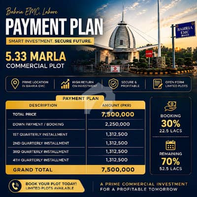 5 marla commercial plot for sale in bahria on installments
