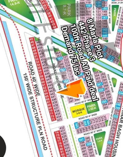 8 Marla Plot Plot For Sale 100ft Road Phase 3 Bahria Orchard