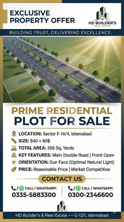 F14-4 4080 MDR Front Open Ibni sena Road clear land second transfer Plot For SALE