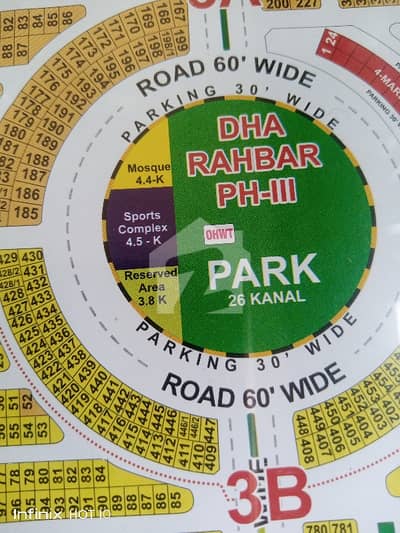 DHA Rahbar Sector-3 Block A best option available near park and commercial market All dues clear possession plot