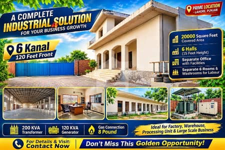 6 Kanal Factory with 6 Hall For Sale