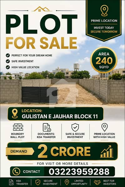 240 Sqyd Residential Plot for Sale Gulistan-e-Jauhar Block 11 240 Sqyd Residential Plot for Sale Gulistan-e-Jauhar Block 11