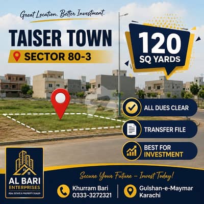 تیسر ٹاؤن - سیکٹر 80 تیسر ٹاؤن,گداپ ٹاؤن,کراچی میں 5 مرلہ پلاٹ فائل 6.5 لاکھ میں برائے فروخت۔ تیسر ٹاؤن - سیکٹر 80 تیسر ٹاؤن,گداپ ٹاؤن,کراچی میں 5 مرلہ پلاٹ فائل 6.5 لاکھ میں برائے فروخت۔
