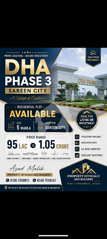 DHA Phase 3 Rawalpindi Sector B 5 Marla Plot for Sale