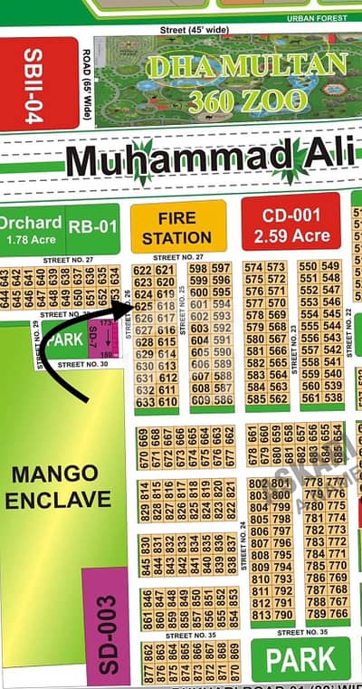DHA Multan sector D 1 kanal residential plot near to park, Masjid and commercial.