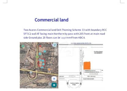 Two Acares Commercial Industrial plot with boundary wall for sale 99 years leased in Scheme 33 Deh Theming facing at main Northern by pass Two Acares Commercial Industrial plot with boundary wall for sale 99 years leased in Scheme 33 Deh Theming facing at main Northern by pass