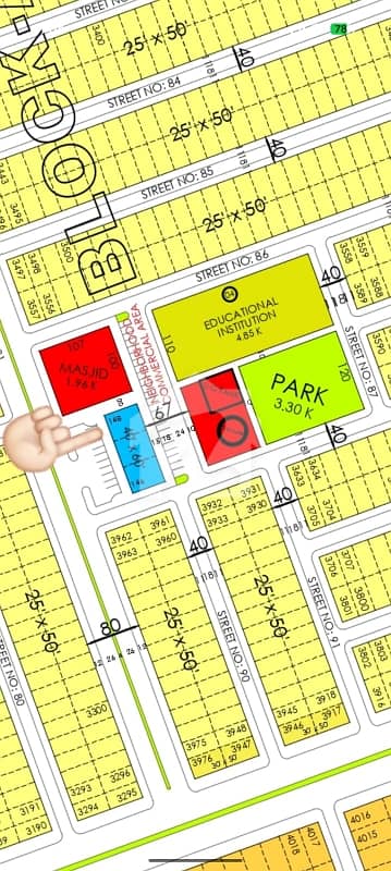 10.6 Marla Commercial Plot Three Side Corner Block A Faisal Hills For Sale