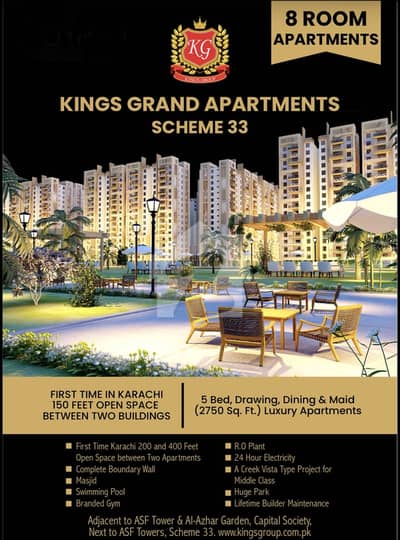 Luxury 5 Bed DD Apartment For Sale On Easy Installment Kings Grand Apartments, Scheme 33