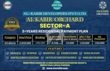 3 Marla Plot For Sale Al Kabir Orchard Sector A