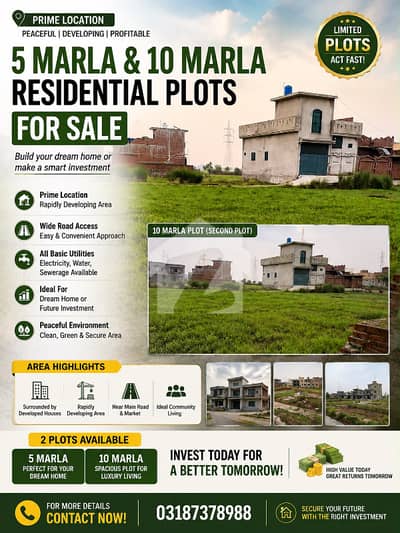5 marla 10 marla plot available