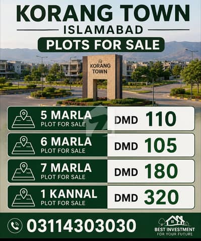کورنگ ٹاؤن اسلام آباد میں 7 مرلہ رہائشی پلاٹ 1.0 کروڑ میں برائے فروخت۔