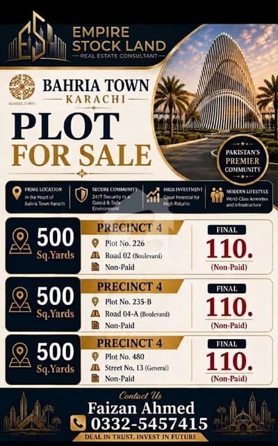 EXCELLENT INVESTMENT OPPORTUNITIES IN BAHRIA TOWN KARACHI! EXCELLENT INVESTMENT OPPORTUNITIES IN BAHRIA TOWN KARACHI!