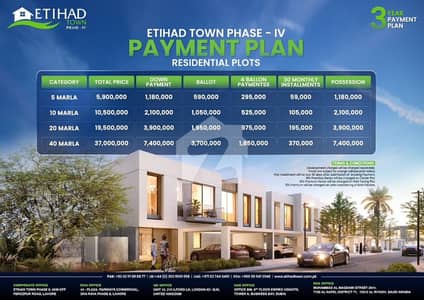 5 Marla Residential Plot Available On Easy Installment Plan In Etihad Town Phase 3 Lahore