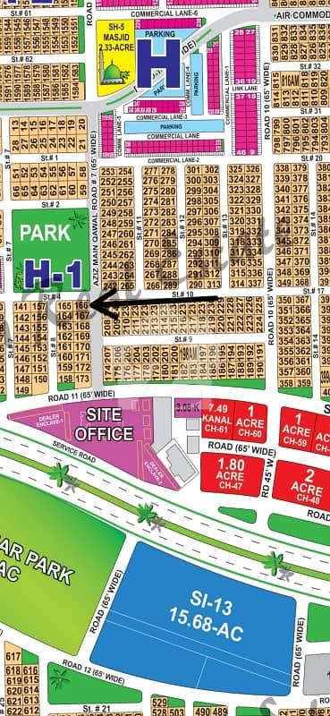 DHA Multan Sector H 1 Kanal 65ft Road Corner With Park Facing Residential Plot Near To Masjid And Commercial.