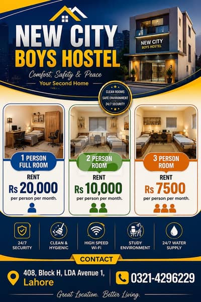 Boys Hostel - Single Seater - 2 & 3 Seater - Bed Space - No Electricity Bills
