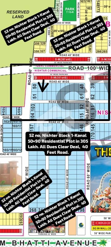 52 No. Nishter Block 1-Kanal (50 By 90) Residential Plot In 305 Lakh. All Dues Clear Deal, 40 Feet Road. Corner Category, Best Location For Constructing Your Dream House In Bahria Town Lahore 52 No. Nishter Block 1-Kanal (50 By 90) Residential Plot In 305 Lakh. All Dues Clear Deal, 40 Feet Road. Corner Category, Best Location For Constructing Your Dream House In Bahria Town Lahore