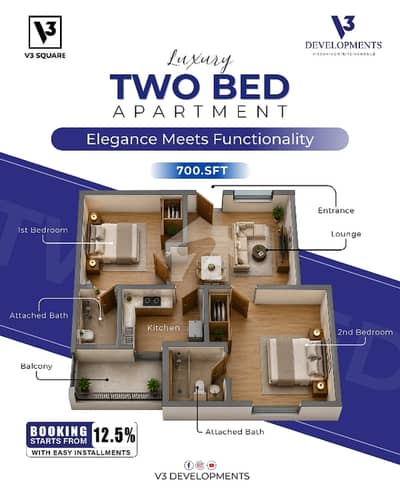 Available For Sale 2Bed Apartment 2.5 Year Easy Instalments NOC Clear CDA Approved Sector E-16/3 Cabinet Division