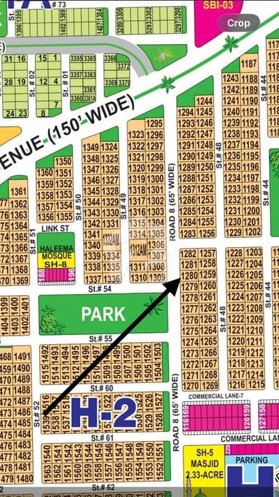 DHA Multan sector H 1 kanal 65ft road & Park facing residential plot near to Masjid and commercial.