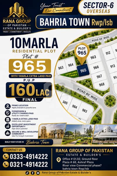 Bahria Greens (Overseas Sector-6) 11Marla Residentail Plot Availble For Sale In Bahria Town Rwp/Isb