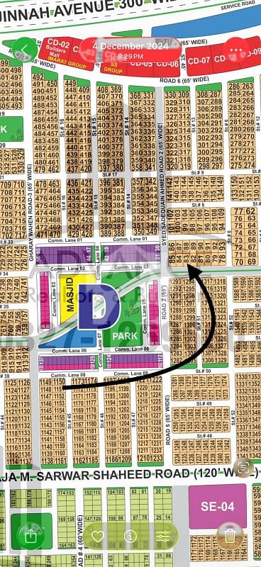 DHA Multan sector D 1 kanal 80ft road facing residential plot near to park, Masjid and commercial.